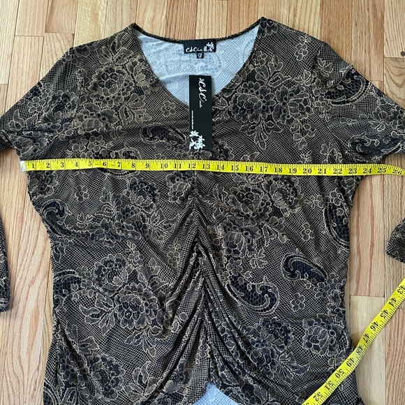 CSC Studio Top Womens 2X Brown Floral Long Sleeve Artsy Boho Romantic Vintage - Picture 5 of 10